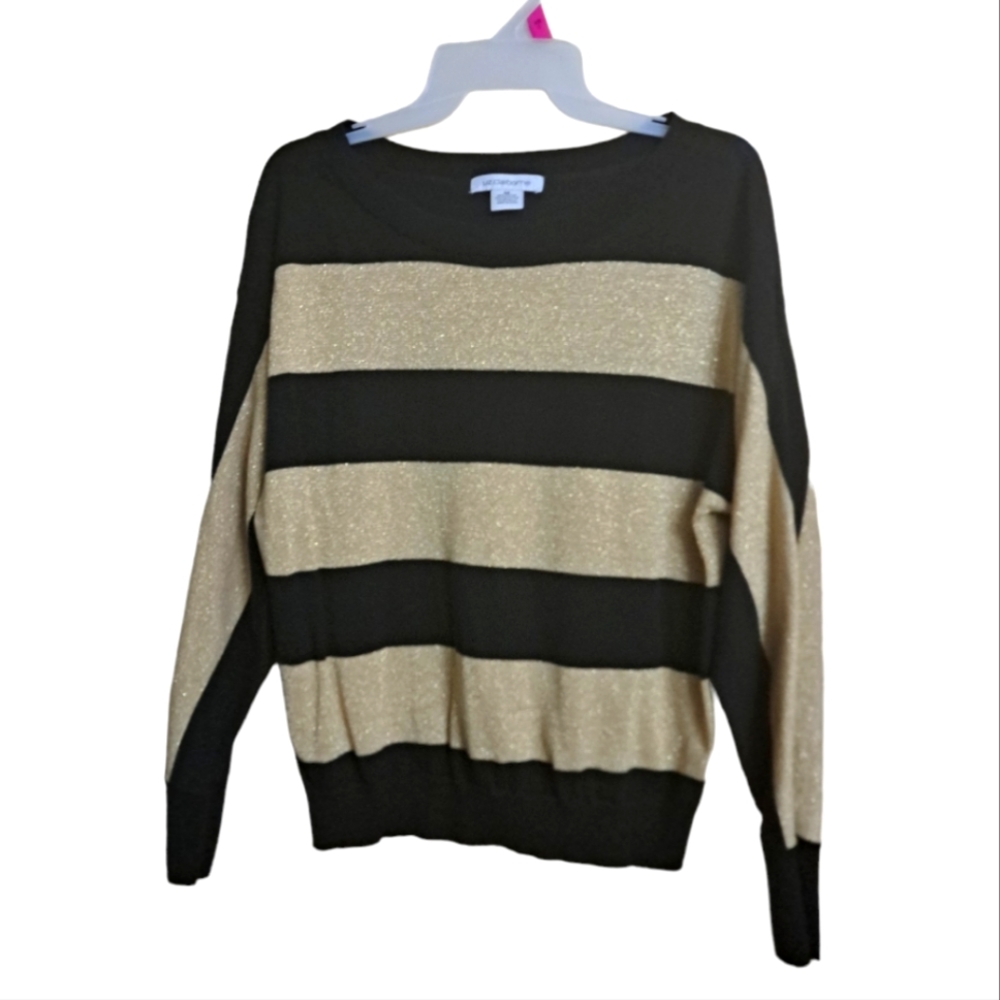 Liz Claiborne glittery gold and black top - Picture 1 of 2